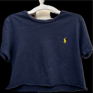 POLO RALPH LAUREN cropped navy cotton baby tee